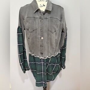 SUSAN GRAVER JEAN/FLANNEL PLAID JACKET